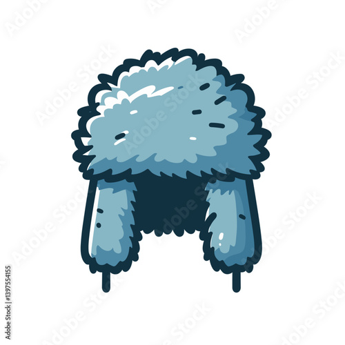 Blue fur winter hat with ear flaps, cold weather accessory. Ideal for winter fashion catalogs, outdoor gear collections, cold climate essentials, and seasonal clothing promotions.