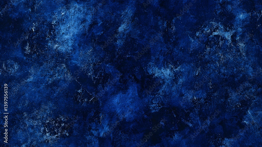 Fototapeta premium A deep blue textured surface with mottled and speckled patterns.