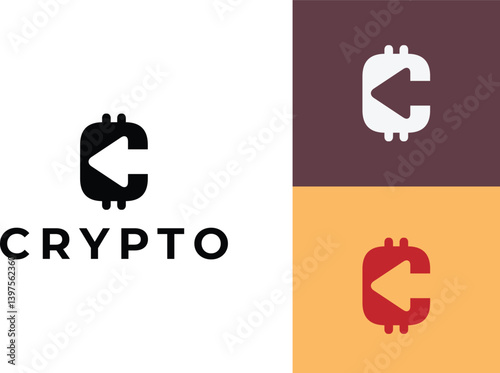 letter b bitcoin and letter c crypto currency logo with vector file