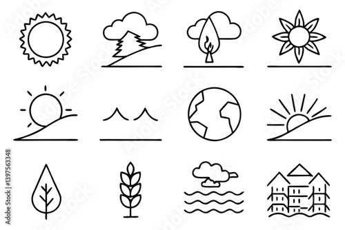 Temperate Climate Zone Vector Set
