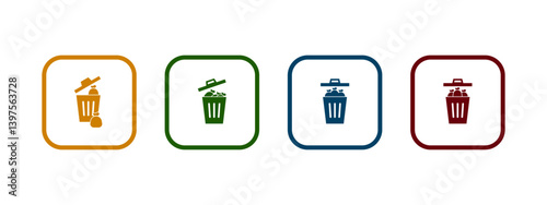 full wheelie bin icon vector illustration. full bin icon in different color design.