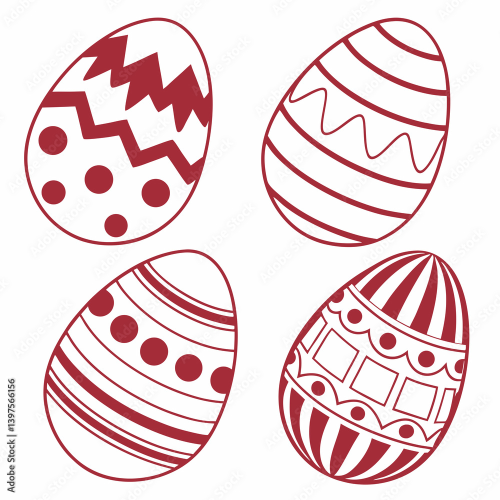 Fototapeta premium Easter Egg Vector Icon Collection.