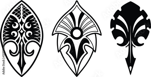 Decorative Black and White Tribal-Inspired Designs