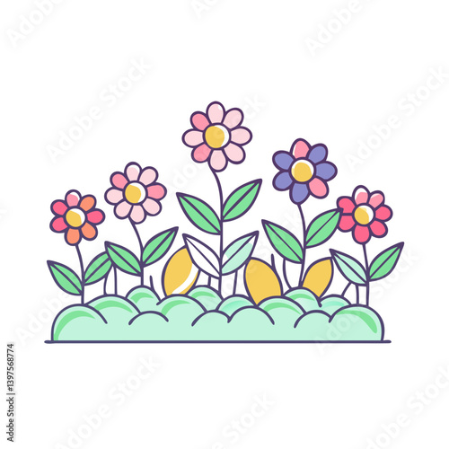 flower bed icon, flower bed vector illustration-simple illustration of flower bed, perfect for flower bed logos and icons