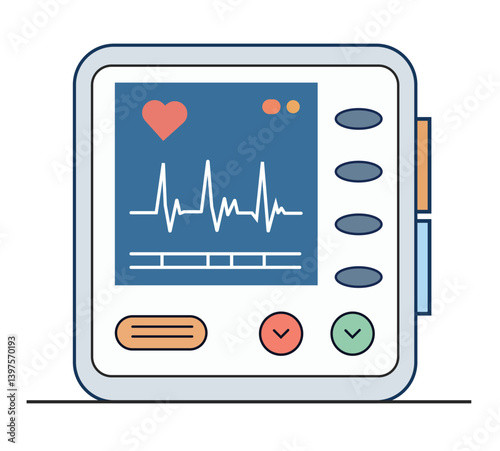 Heart rate monitor flat vector illustration