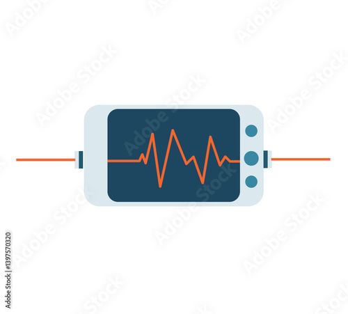 Heart rate monitor flat vector illustration