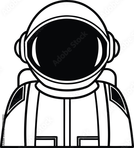 Simple black and white illustration of an astronaut.