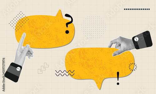 Social media communication. Halftone contemporary art.