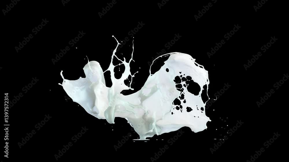 Creamy milk splash in slow motion with smooth realistic fluid flow