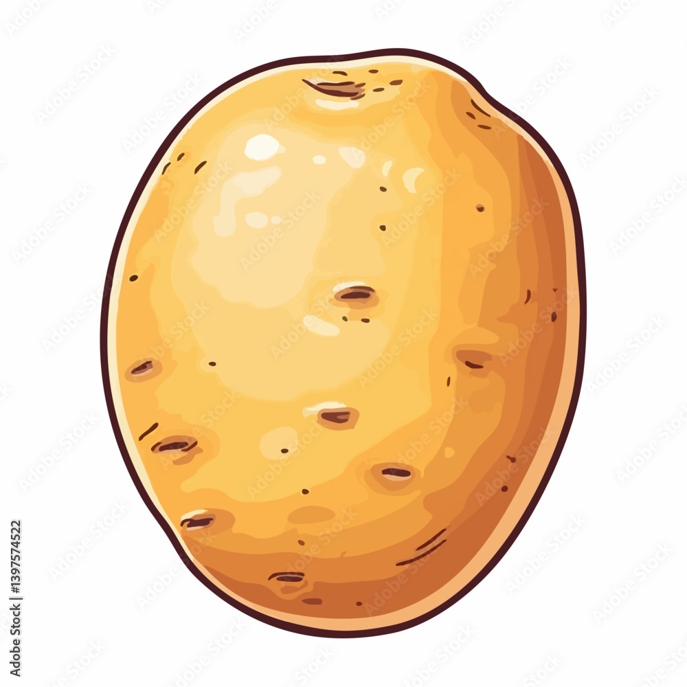 Fototapeta premium Single Yellow Potato Illustration. Vector Image