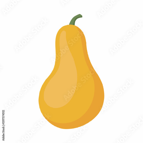 Single Yellow Squash Vegetable Illustration. Vector Image