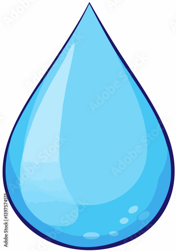 Single teardrop water droplet illustration. Vector Image