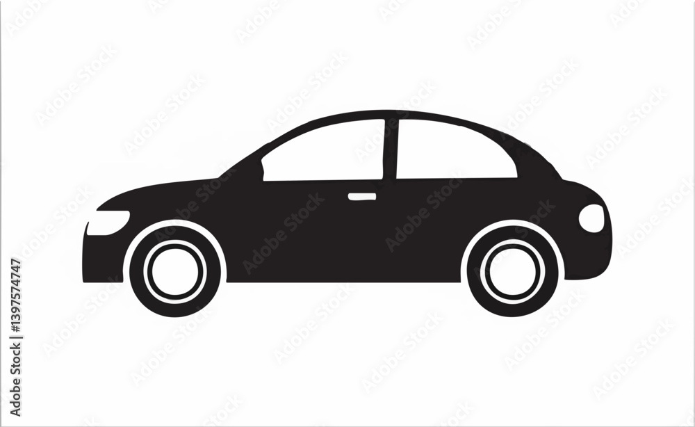 Simple Car Silhouette Icon Graphic. Vector Image Simple Car Silhouette Icon Graphic. Vector Image