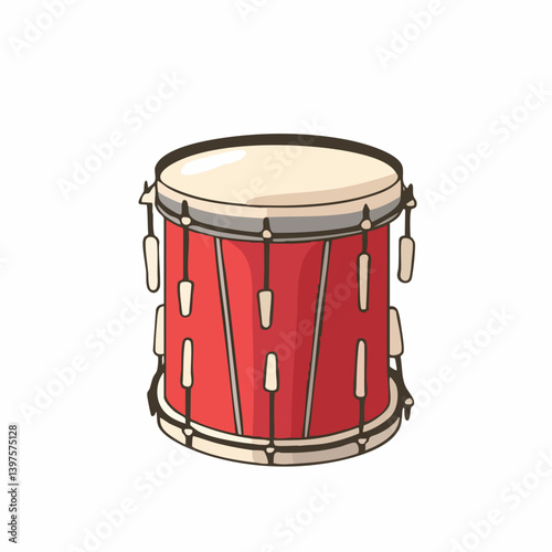Red Drum Cartoon Illustration. Vector Image