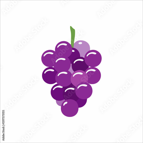 Purple Grape Bunch Illustration. Vector Image
