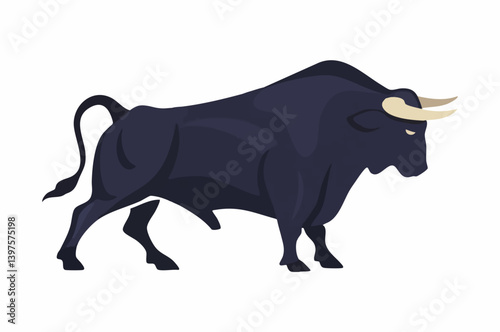 Powerful Bull Side Profile Illustration. Vector Image