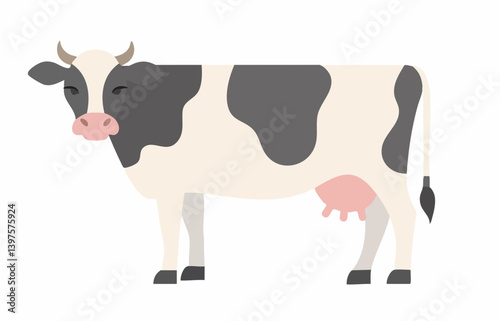 Illustration of a black and white cow. Vector Image