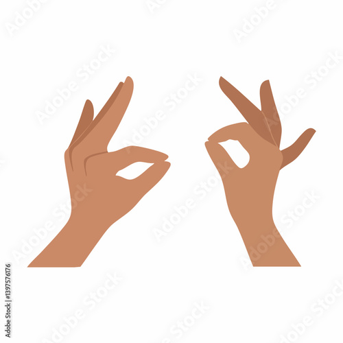 Hand Gestures Okay and Pinch Symbols Illustration. Vector Image