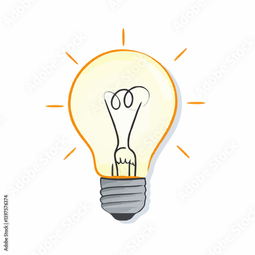 Hand Drawn Lightbulb Idea Illustration. Vector Image