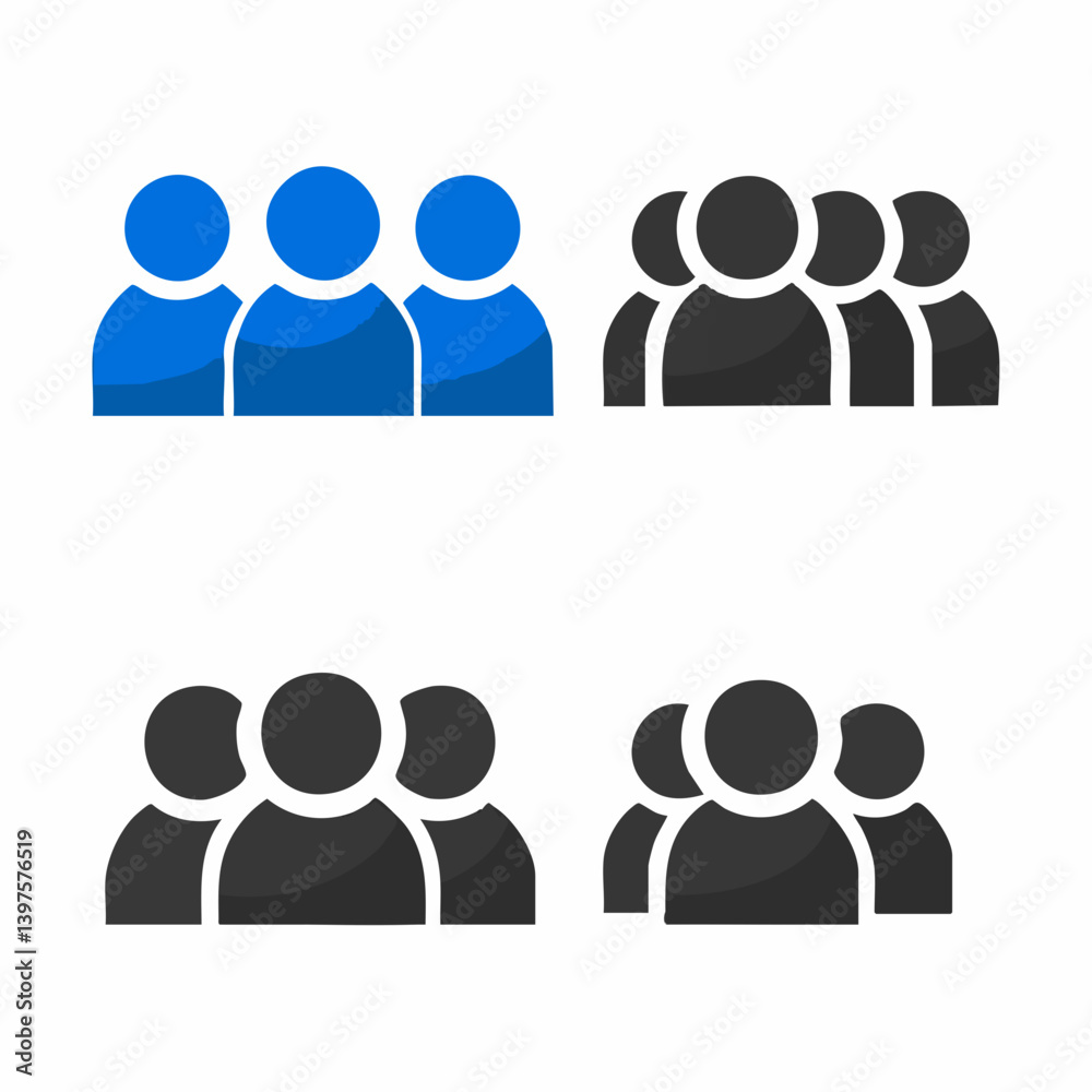 Group of People Icons Set Blue and Gray Variations. Vector Image Group of People Icons Set Blue and Gray Variations. Vector Image