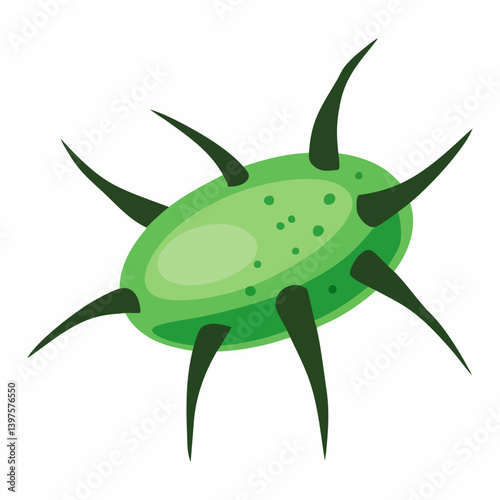 Green Spiked Oval Cell Illustration. Vector Image