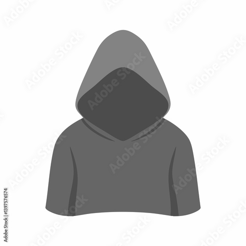 Gray Hooded Sweatshirt Icon Illustration. Vector Image