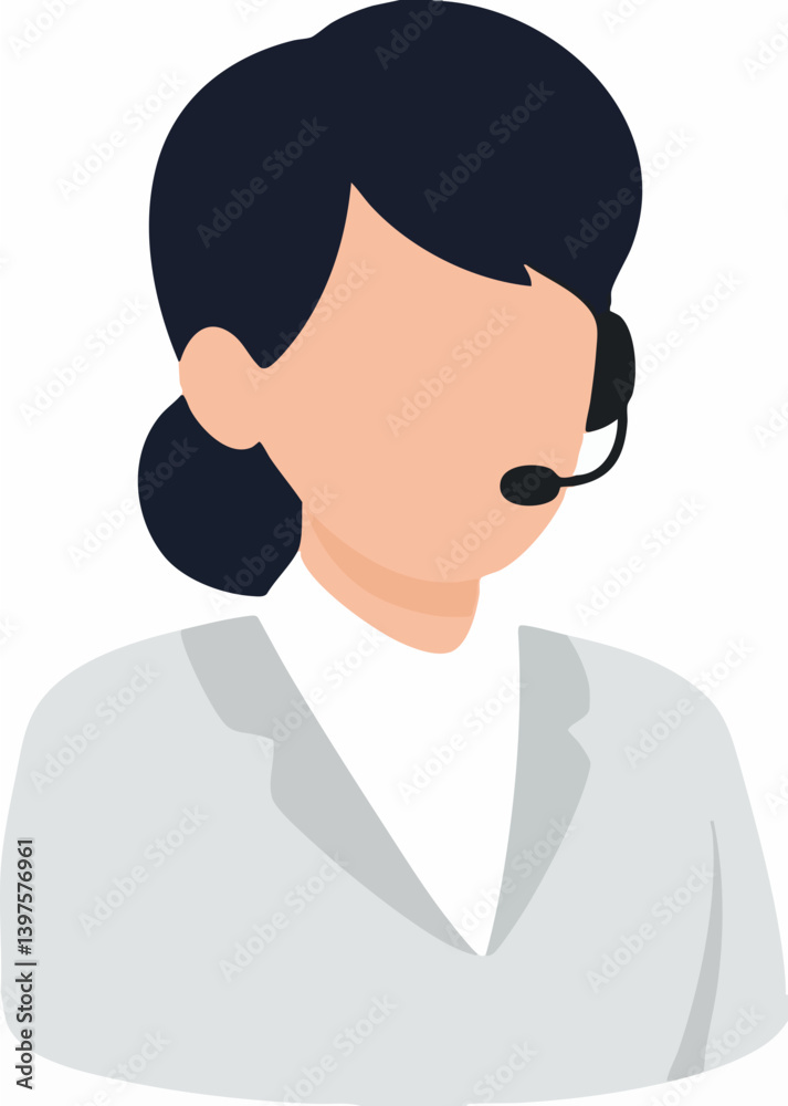 Female Operator with Headset and Jacket Illustration. Vector Image Female Operator with Headset and Jacket Illustration. Vector Image