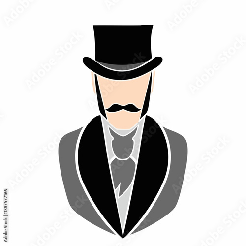 Elegant Gentleman in Top Hat and Tails. Vector Image