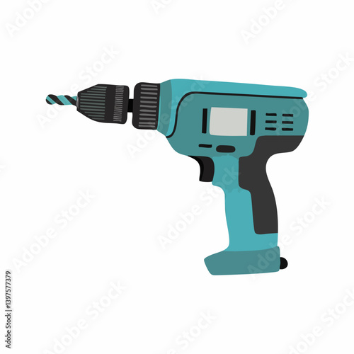 Cordless Drill Icon Illustration. Vector Image