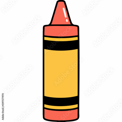 Cartoon Illustration of a Crayon. Vector Image