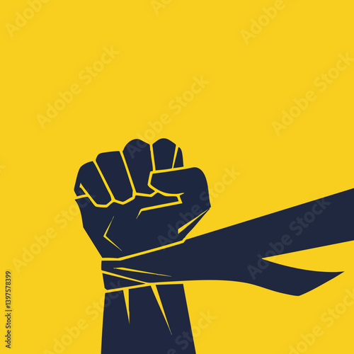 Bound Fist in Resistance. Vector Image