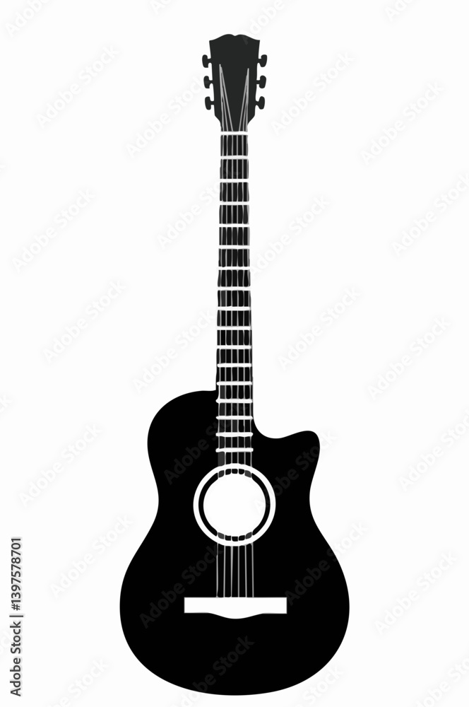 Obraz premium Acoustic Guitar Silhouette Vector Illustration. Vector Image