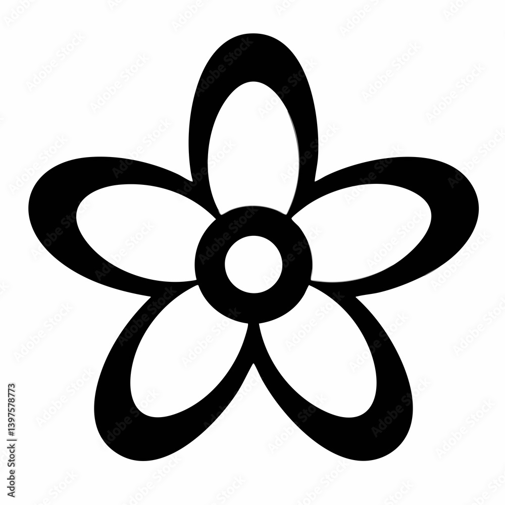 Abstract Five Petal Flower Graphic Design Element. Vector Image