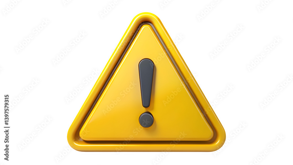 3D Yellow Alert Sign with Exclamation Mark, Caution Icon Isolated on Transparent Background 3D Yellow Alert Sign with Exclamation Mark, Caution Icon Isolated on Transparent Background