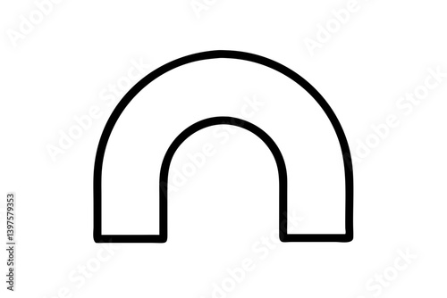 A bold, minimalist archway symbolizing a gateway to new possibilities, rendered in striking black lines against a pristine white background.