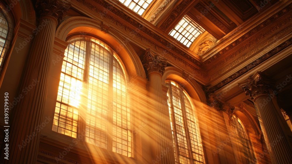 Obraz premium A businessman buying shares in a stock exchange building.