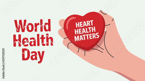 World Health Day vector illustration in flat design showing medical professionals, heart health, stethoscope, and healthcare icons – perfect for hospital, clinic, wellness, and medical campaign design