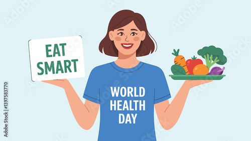 World Health Day vector illustration in flat design showing medical professionals, heart health, stethoscope, and healthcare icons – perfect for hospital, clinic, wellness, and medical campaign design