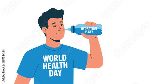 World Health Day vector illustration in flat design showing medical professionals, heart health, stethoscope, and healthcare icons – perfect for hospital, clinic, wellness, and medical campaign design