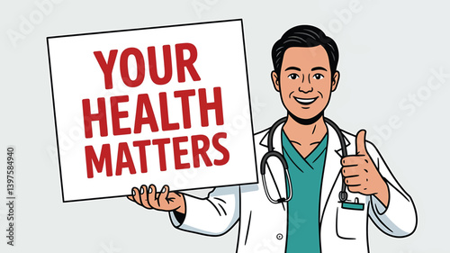 World Health Day vector illustration in flat design showing medical professionals, heart health, stethoscope, and healthcare icons – perfect for hospital, clinic, wellness, and medical campaign design