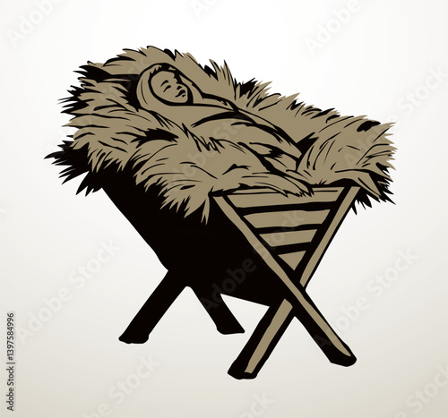 Newborn baby Jesus. Vector drawing