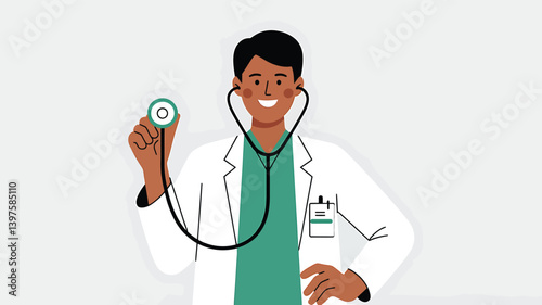 World Health Day vector illustration in flat design showing medical professionals, heart health, stethoscope, and healthcare icons – perfect for hospital, clinic, wellness, and medical campaign design
