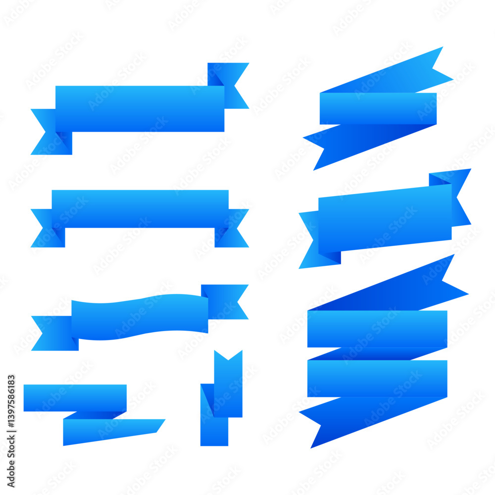 Set of blue ribbons elements. vector illustration Set of blue ribbons elements. vector illustration