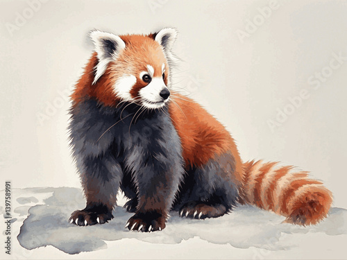 Autumn’s quiet guardian red panda isolated watercolor vector illustration svg 