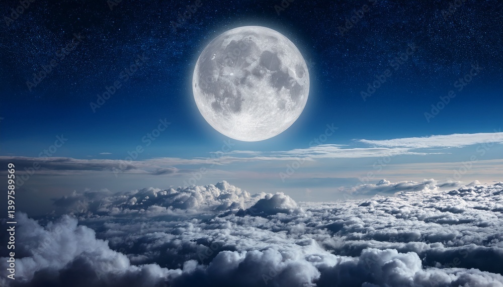 Fototapeta premium Full moon above the clouds