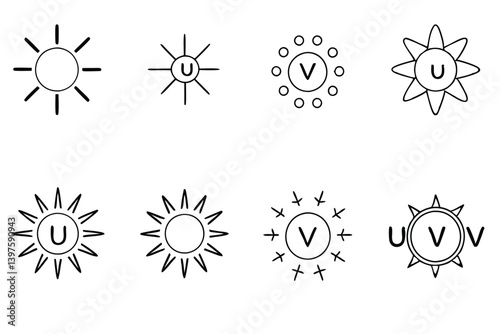 Ultraviolet Radiation Icons Collection