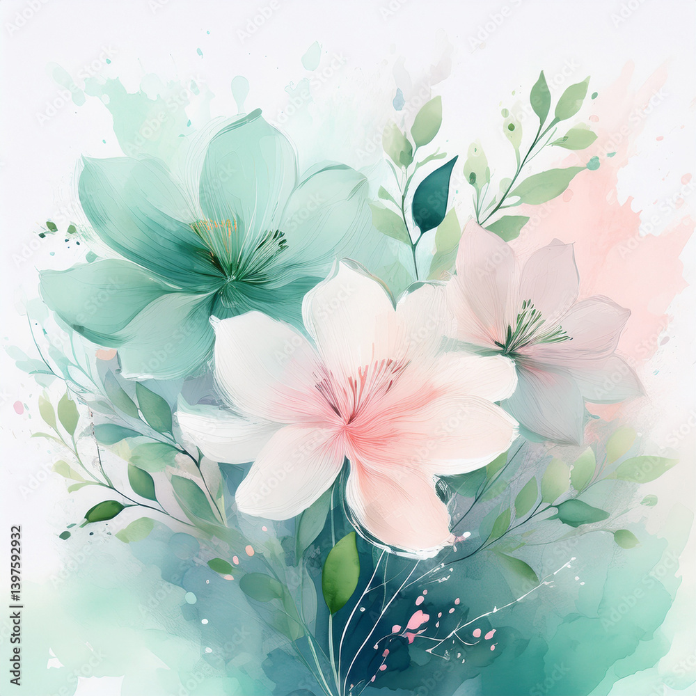 Obraz premium Subtle Abstract Flora in Soft Pastels 
