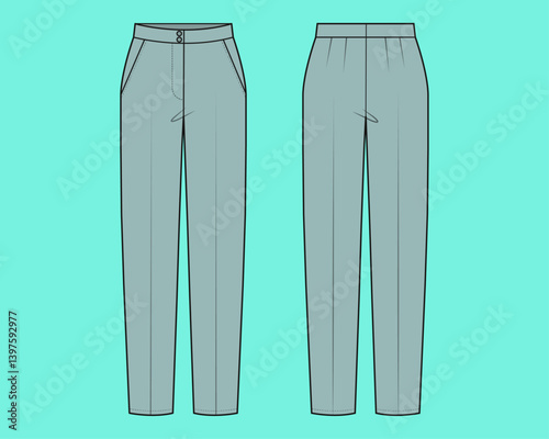 Formal Pant flat sketch outline CAD mockup.