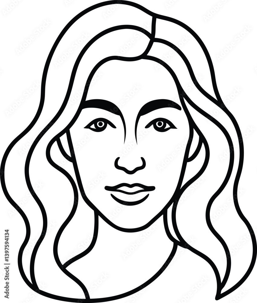 Abstract Female Face Line Drawing Minimalist Profile Vector Art