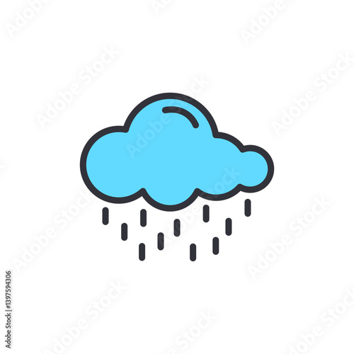 Rain cloud colored icons, minimalist vector illustration ,simple transparent graphic element .Isolated on white background